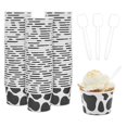 thumbnail image 1 of Cow Paper Ice Cream Cups with Spoons, Farm Birthday Party Supplies (8 oz, 100 Pack), 1 of 8