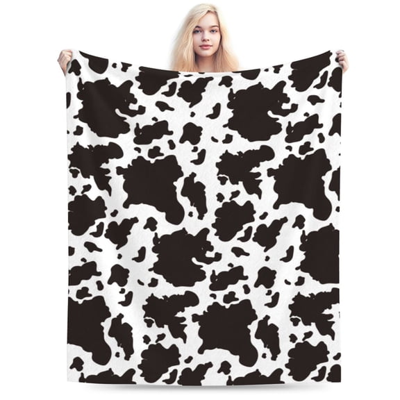 Cow Patter Throw Blanket, Gifts For Men Women, Soft Warm Cozy Lightweight Fleece Throw Blankets Sherpa Fuzzy Stuff For Bed Sofa Couch Chair 40"X30"