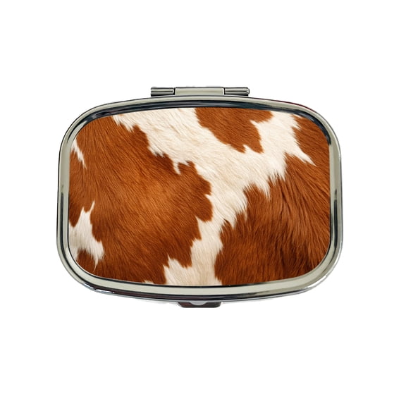 Cow Pattern Brown and White Small Travel Handbag Pill Box Case
