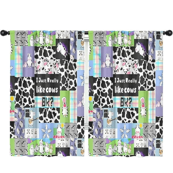 Cow Pattern Collage Blackout Kids Curtains,Childrens Insulated Curtains Set Of 2,Bedroom Essentials,Toddler Room Decor 52x84in(132x213cm)