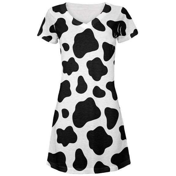 Cow Pattern Costume All Over Juniors V-Neck Dress