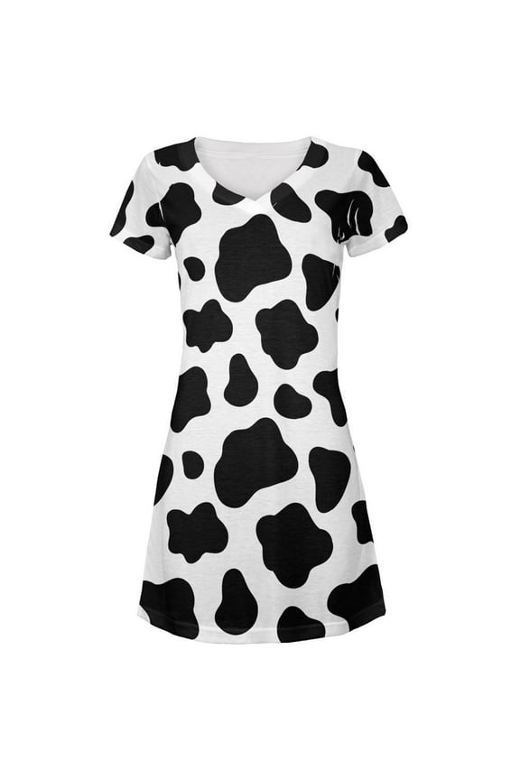 Cow Pattern Costume All Over Juniors V-Neck Dress