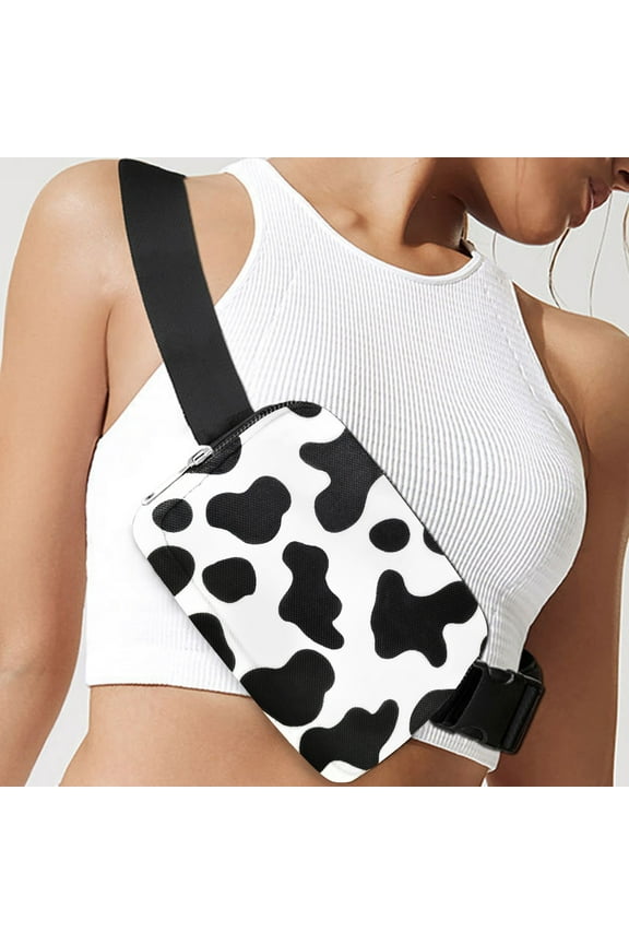 Cow Pattern Crossbody Bags For Women, Vegan Square Purses, Small Shoulder Handbags With Wide Strap