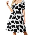 thumbnail image 1 of Cow Pattern Dress Sexy V Neck Black Spots Print Modern Dresses Ladies Street Wear Printed Oversize Casual Dress Birthday Present, 1 of 7