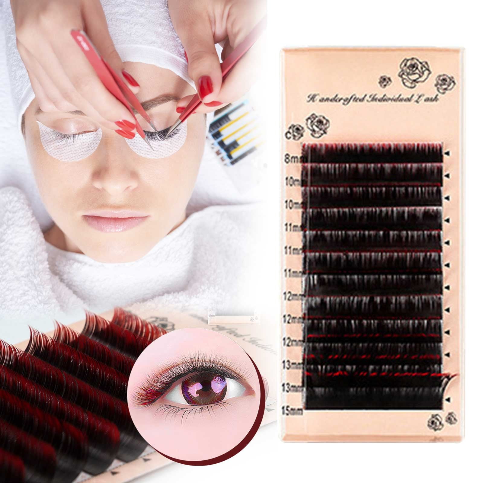 Pads for Tint 25mm Lashes Eyelash Extensions 3d Eyelashes 20mm Anime Eyelashes Lashes Color Eyelashes with Color on The End Lashes Pack Natural Look Medium Got to Be Glued Self False