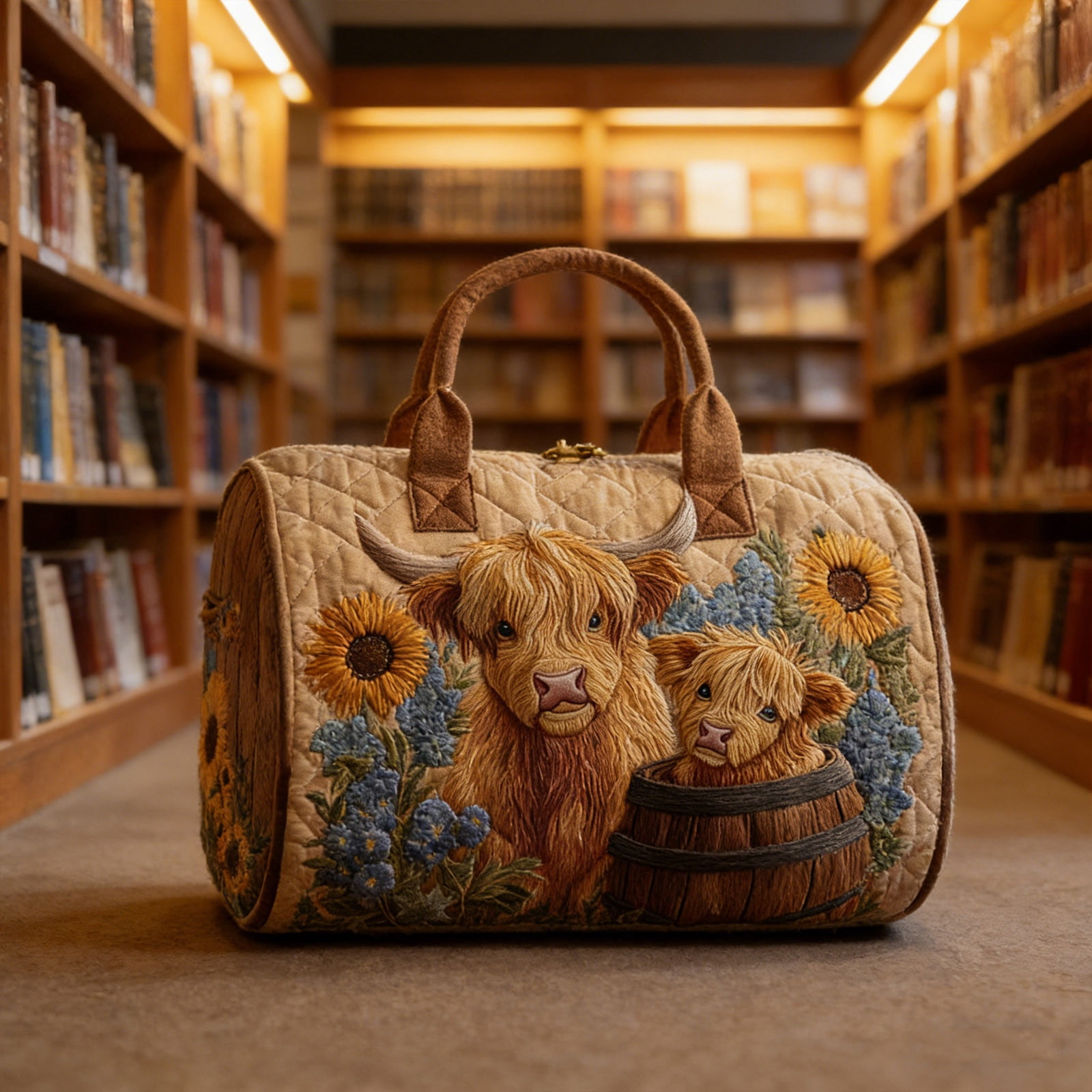 Cow Pattern Quilted Tote Bag Waterproof Polyester Travel Handbag Large ...