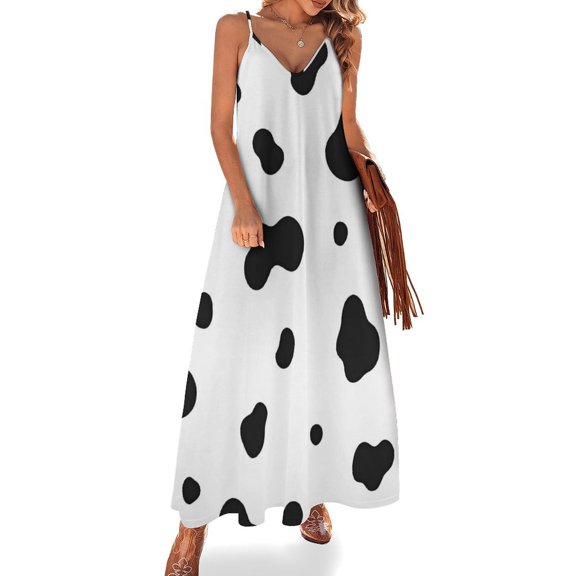 Cow Pattern Sleeveless Dress Women's Evening Dress Womans Clothing