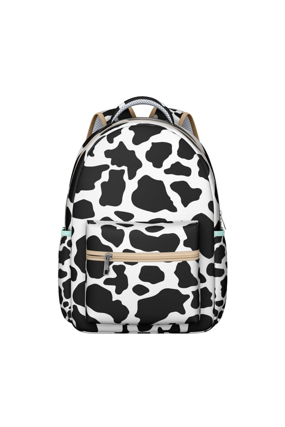 Students Backpack Black and White Farmhouse Design Cute Cartoon Rustic Animal Print School Bag for Student and Student