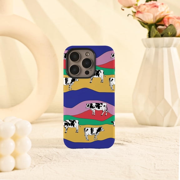 Cow Pattern Tough Case for Apple iPhone, Dual-Layer Polycarbonate TPU Protective Phone Cover