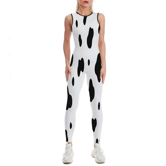 Cow Pattern Women's One Piece Yoga Jumpsuits Leggings Playsuit Gym Suit Fitness Running Athletic Clothes Gym Wear Set