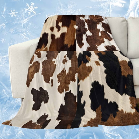 Cow Patterned Cooling Blanket,Lightweight Breathable Summer Throw Blanket with Double Sided Cold Effect,Vintage Farmhouse Abstract Country Western Picnic Blankets Bed Sheet for Hot Sleepers 30"x40"