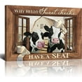 thumbnail image 1 of Cow Picture Wall Decor Funny Cow Canvas Wall Art Cute Cattle Print Paintings Farmhouse Country Cow Pictures Modern Artwork Decor for Toilet Bathroom Framed Ready to Hang 12x16 Inch, 1 of 6