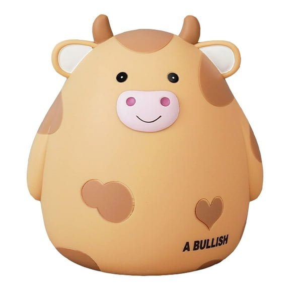 Cow Piggy Bank for Kids Adults, Cash Box, Unbreakable Coin Box for Boys Kids, Cute Animal Coin Money Bank Birthday Girls Adults, Coin Saving Boxes Room Decor, Brown