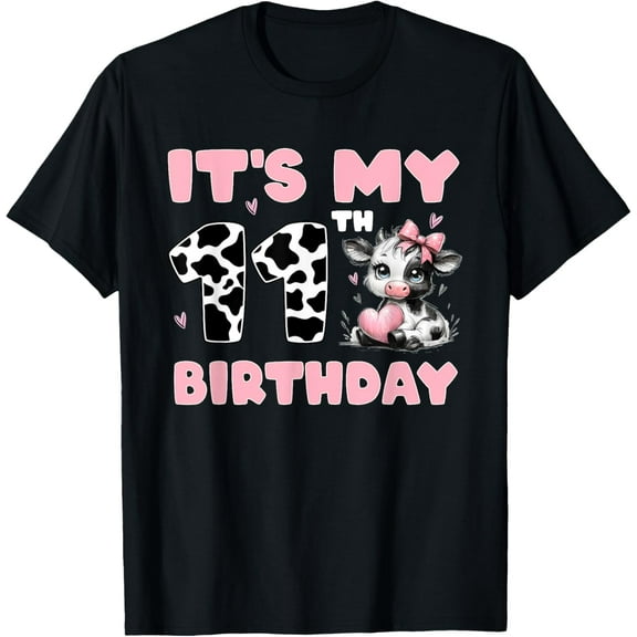Cow Pink Coquette Bow Birthday Girl 11 Year Old
