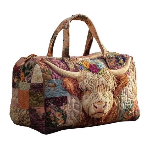 Cow Plaid Patchwork Travel Bag Stylish Print Spacious Storage Durable Material Weekend Tote with Shoulder Strap for Outdoor