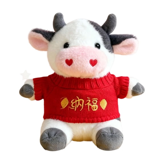Cow Plush-Cute Huggable Stuffed Animals, 9" Dressed in Fashionable Clothes Cow Plushie Toys Birthday Party Thanksgiving Christmas Gifts A