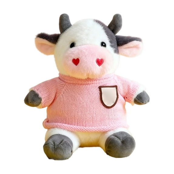 Cow Plush-Cute Huggable Stuffed Animals, 9" Dressed in Fashionable Clothes Cow Plushie Toys Birthday Party Thanksgiving Christmas Gifts Q