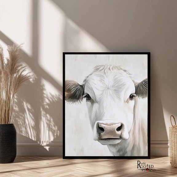 Cow Portrait Modern Farmhouse Animal Wall Art Unframed Paper Print