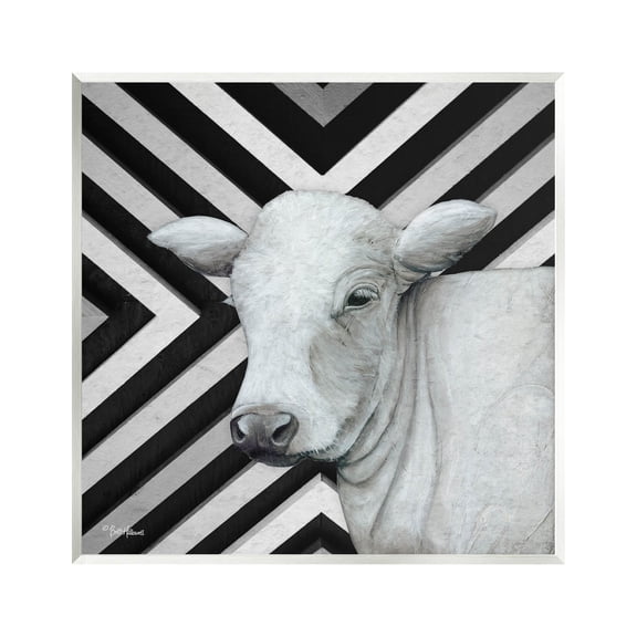 Cow Portrait Stripes Pattern Animals & Insects Graphic Art Unframed Art Print Wall Art