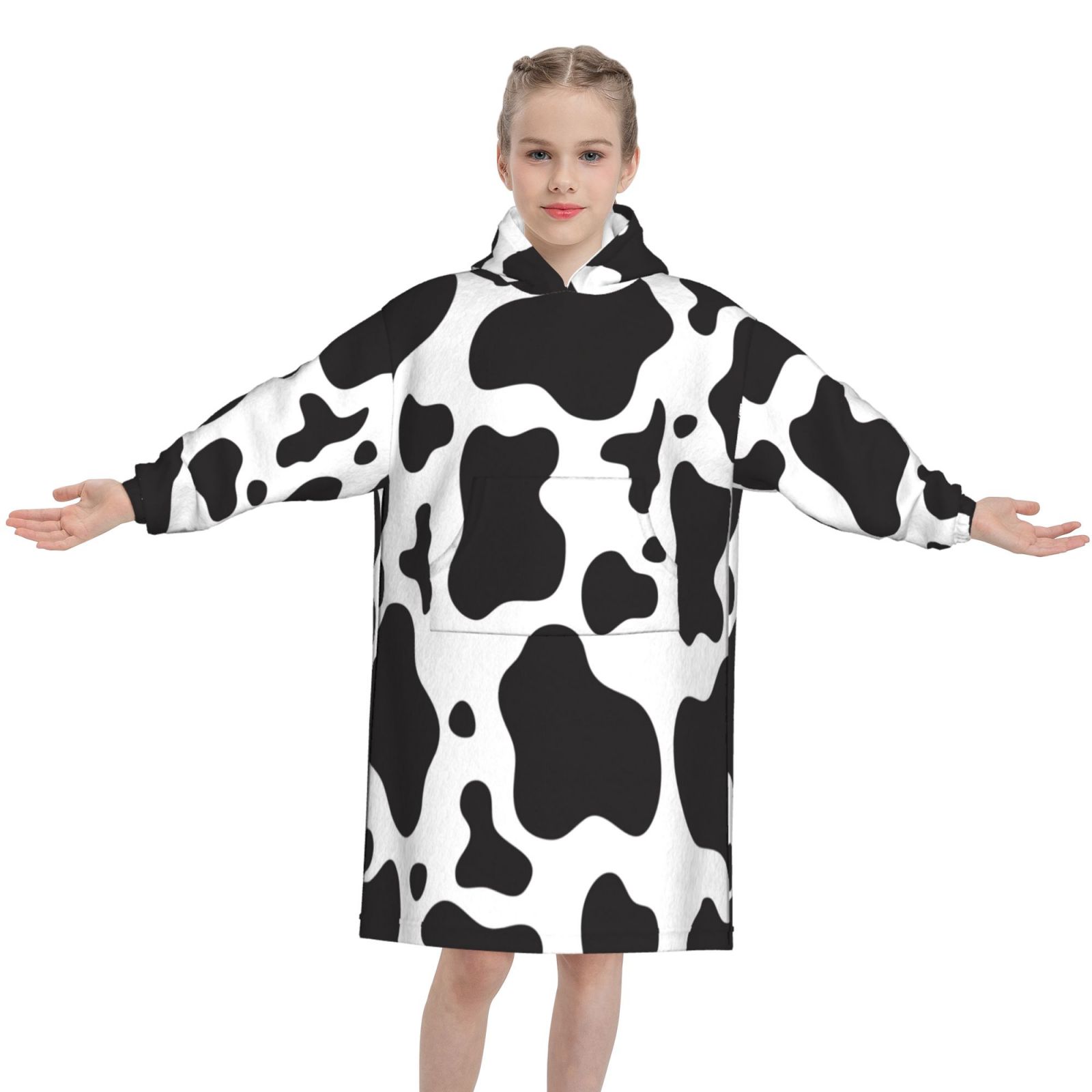 Cow Print 1 Oversized Blanket Hoodie Wearable Blanket Hoodie For Kids