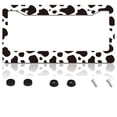 thumbnail image 1 of Cow Print Animal License Plate Frame Metal Car Accessories Personalized License Plate Cover Fits Standard U.S. Vehicles Size: 12.2 x 6 Inches for Men Women Gift, 1 of 7