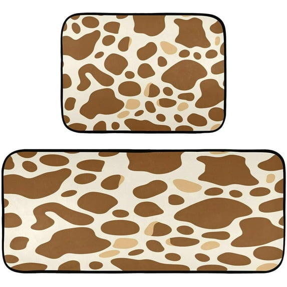 Cow Print Anti Fatigue Mats for Kitchen Floor,Set of 2 Non Skid Washable Waterproof Anti Kitchen Floor Mats for Kitchen Office Laundry Room Bathroom (19"x27"+19"x47") Home Decor