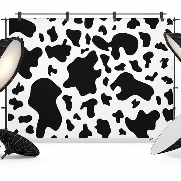 Cow Print Backdrop for Photoshoot,Photography Photo Studio Background Wall Backdrop,Modern Black White Farm Animal Patterned Back Drop Banner Panel for Portraits Wedding Party Live Streaming 10x8Ft