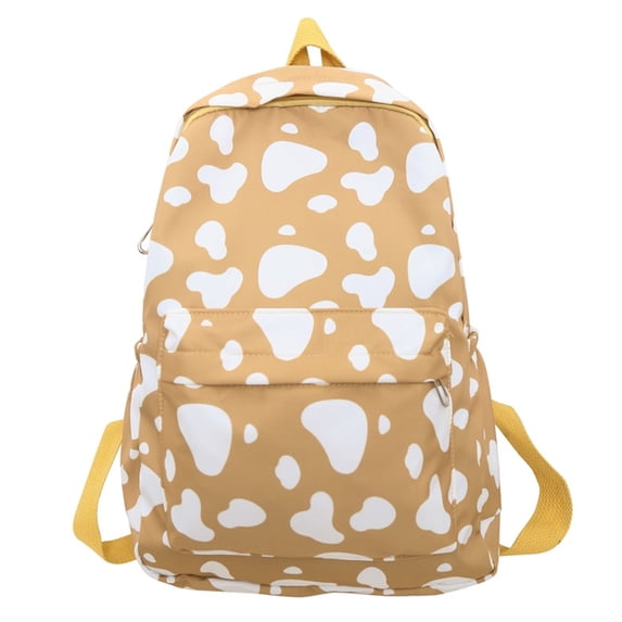 Cow Print Backpack for School – Large Capacity 15.35 in x 11.42 in x 4.72 in Nylon Student Backpack with Adjustable Straps and Front Zipper Pocket