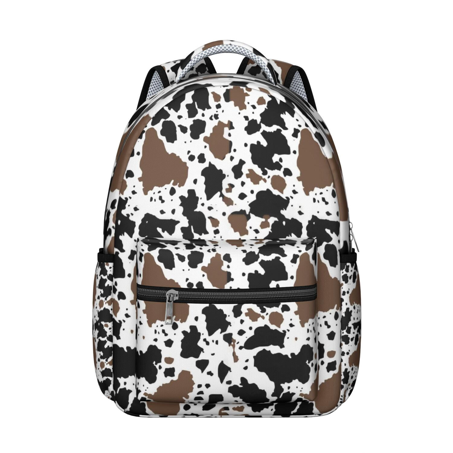Cow Print Backpack for School,Schoolbag with Adjustable Shoulder Straps & Padded Back,15.3"x11"x7.1".