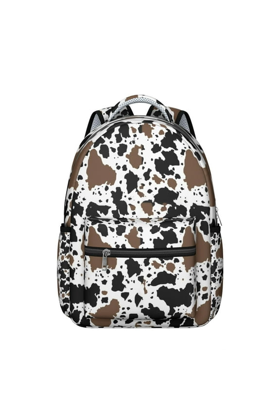 Cow Print Backpack for School,Schoolbag with Adjustable Shoulder Straps & Padded Back,15.3"x11"x7.1".