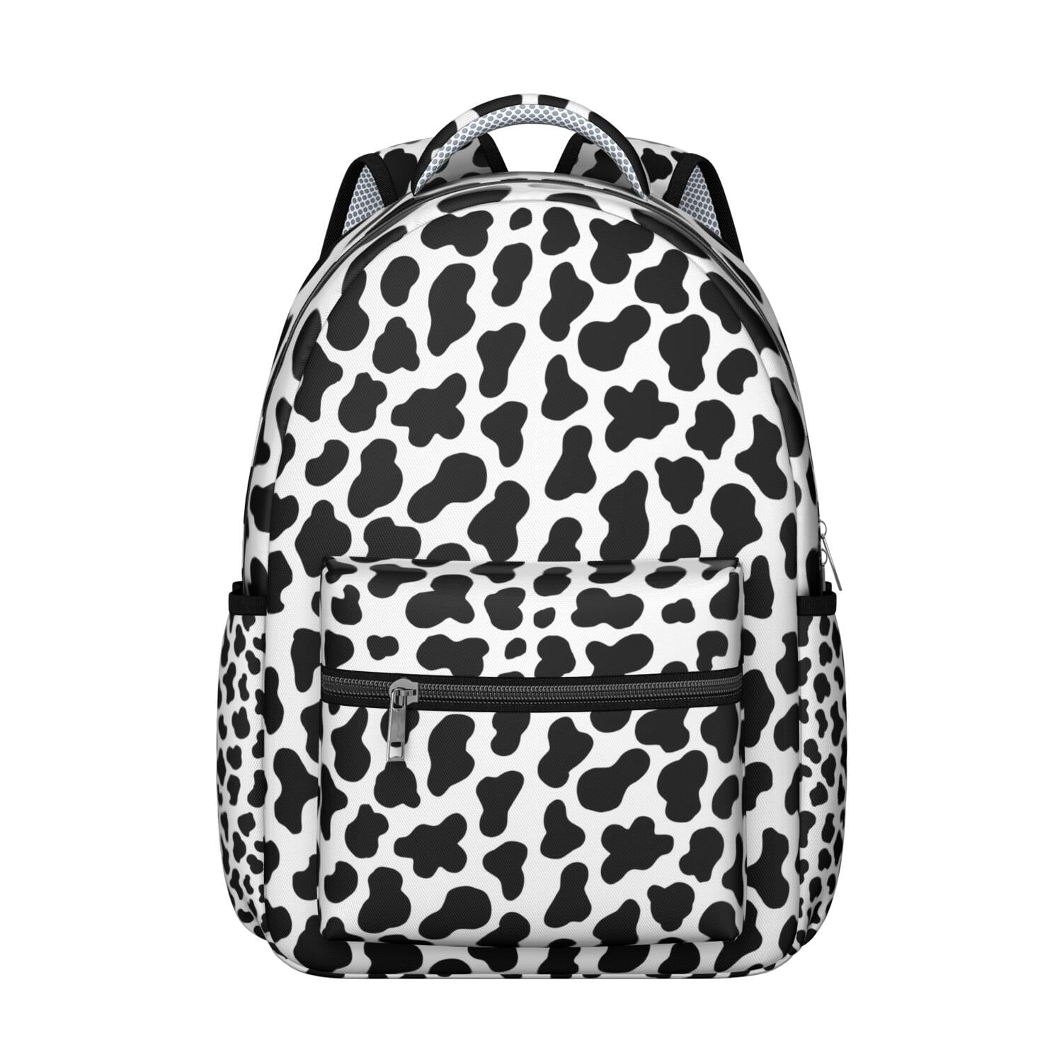 Cow Print Backpack for School,Schoolbag with Adjustable Shoulder Straps & Padded Back,15.3"x11"x7.1".