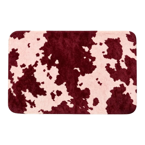 Cow Print Bathroom Mat Super Absorbent Quick Drying Microfiber Rug Non-Slip TPR Backing Shaggy Door Mat - Machine Washable Entryway Floor Decor 15.7x23.6 Inch
