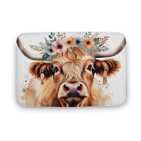 Cow Print Bathroom Rugs, Soft Microfiber, Funny Cute Animal Print Bath Decor Rugs, 16"x24" Coral Velvet Bathtub Mats,Non Slip Mat for Shower