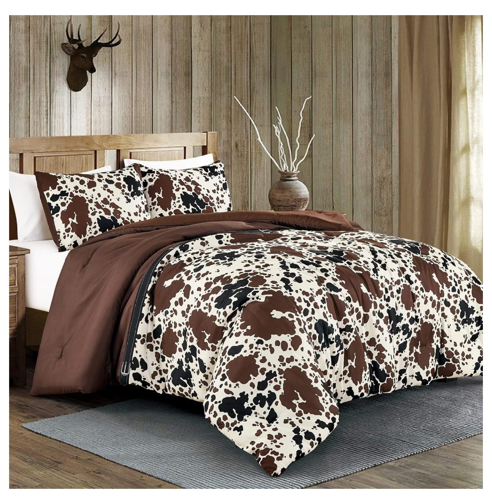 Cow Print Bedding King Size Western theme Comforter Set Milk Cow Print