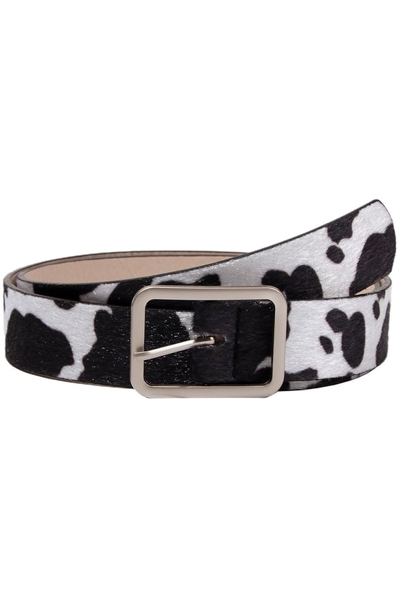 Cow Print Belt For Woman, Fashion PU Leather Ladies Belt Animal Print Leather Belt Womens Dress Belt Faux Leather Waist Belts for Jeans Pants Dresses