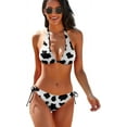 thumbnail image 1 of Cow Print Bikini Sets String Halter Triangle Bathing Suits Swimsuit for Women, 1 of 6