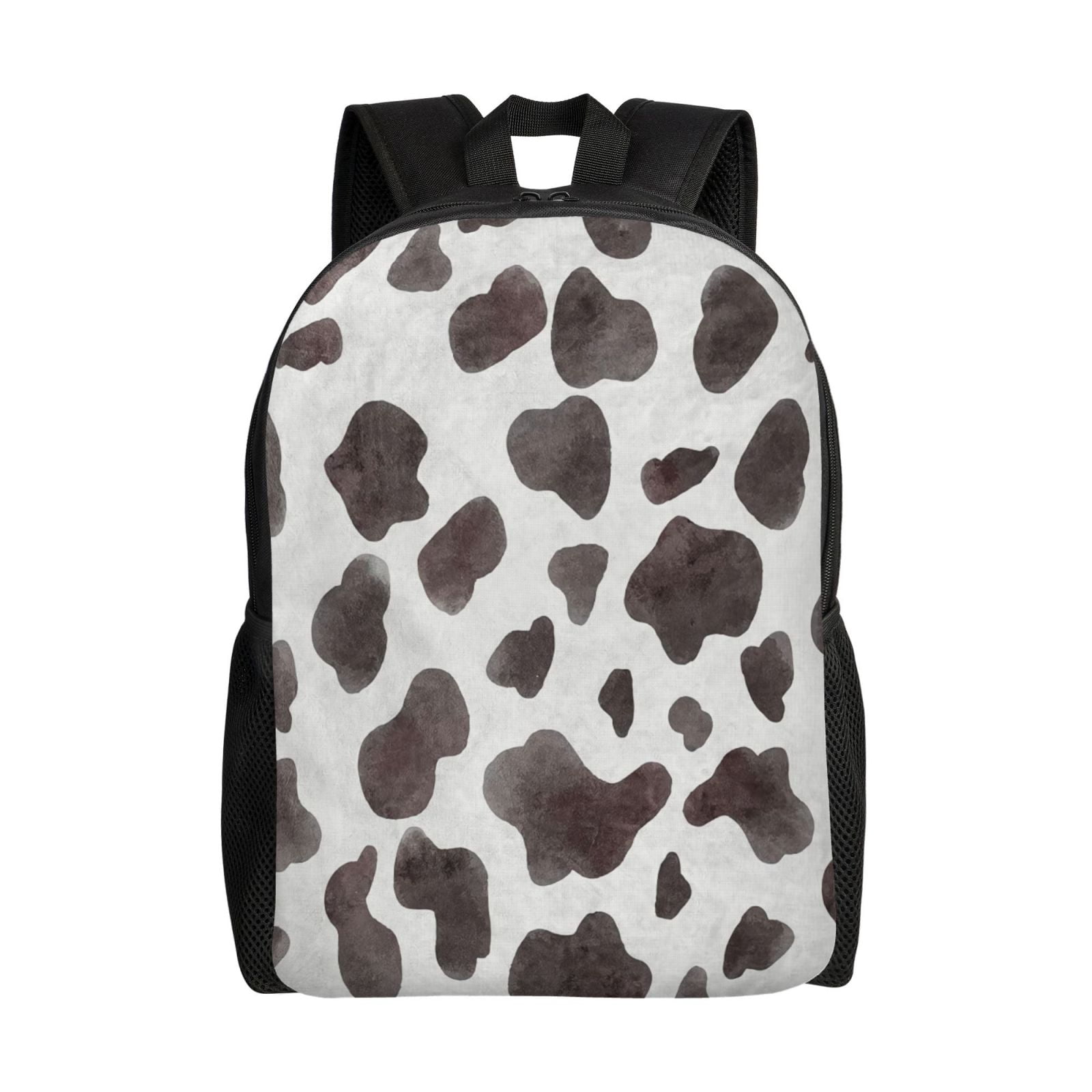 Cow Print Black And White Cow Backpack Large Capacity Laptop Bag for Men and Women