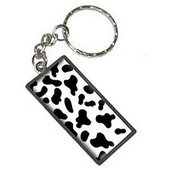 Cow Print Black White Keychain Key Chain Ring