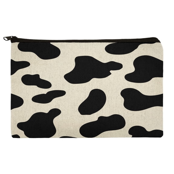 Cow Print Black White Pencil Pen Organizer Zipper Pouch Case