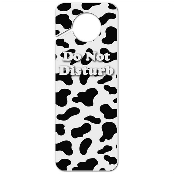 Cow Print Black White Plastic Door Knob Hanger Sign