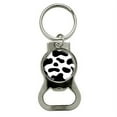 thumbnail image 1 of Cow Print Black and White Round Bottle Opener Keychain, 1 of 1