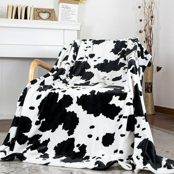 Cow Print Blanket Black White Cow Print Throw Blanket Lightweight Fleece Blanket with Cow Print Couch Sofa 50x60 inch Perfect Cow Gift Boys Girls Adults Student