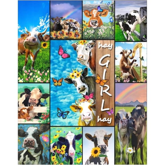 Cow Print Blanket Cute Warm Fuzzy Blanket Flannel Fleece Blankets s for Bedding Sofa Travel Decor, 30x40in Fleece Blanket