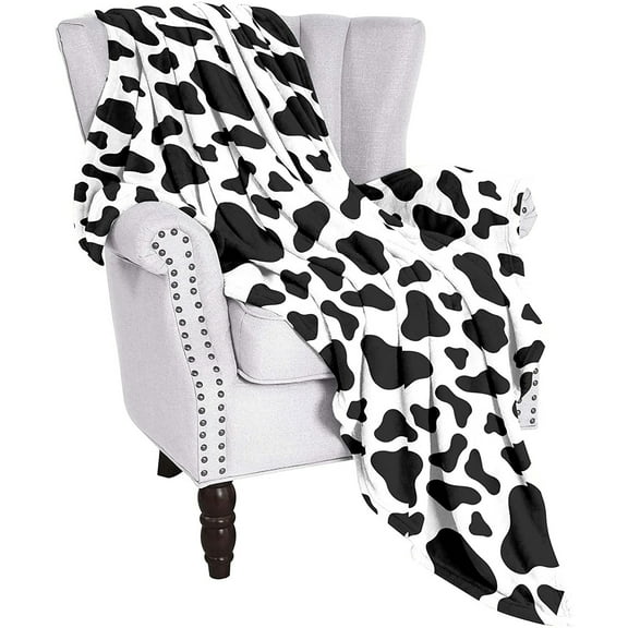 Cow Print Blanket Soft Kid Black and White Cow Print Fleece Couch Sofa Throw Blanket 40x50 Inch Cow Stuff Gift Cow Bedding Bedroom Decor for Baby, Kids, Adults