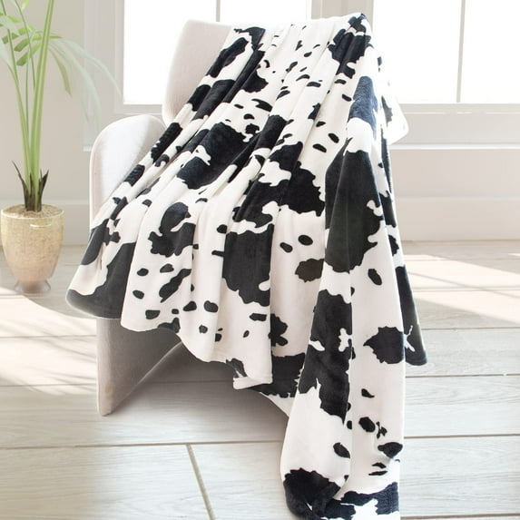 Cow Print Blanket Warm Plush Cute Cow Throw Blanket Soft Fleece Flannel Lightweight Black Cow Blankets Living Rooms Sofa Bedroom Decor Cow Gifts Blanket All Seasons 60" x 80"