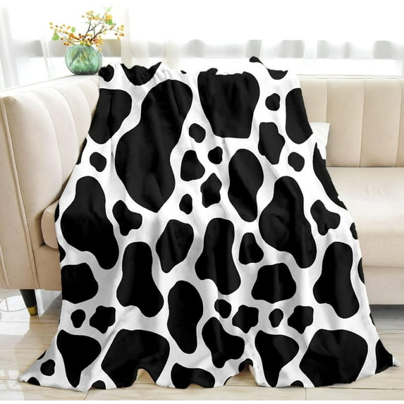 Cow Print Blankets and Throws, Cow Blanket for Adults, Cowhide Blanket for Girls, Cow Baby Blanket, Cow Print Stuff for Women, Highland Cow Decor for Bedroom, Soft Fleece Blanket for Women 60"x80"
