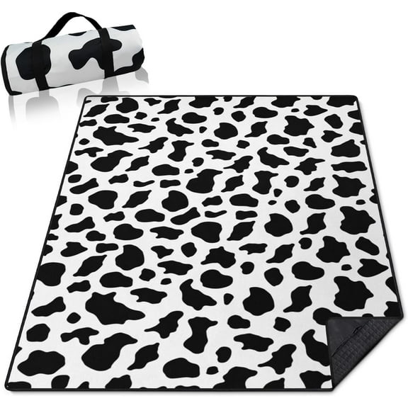 Cow Print Blankets Waterproof Foldable 60"x80",Cow Print Portable Outdoor Picnic Mat Water Resistant for Grass,Padded Lawn & Park Blanket for Camping,Cow Print Stuff