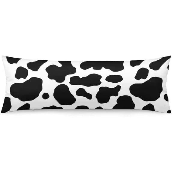 Cow Print Body Pillow Cover Black and White Cow Cowhide Pattern Long Pillow Case Protector with Zipper Decorative Farmhouse Animal Skin Large Pillowcases Cushion for Bedroom,Couch,Home Gift 20"x54"