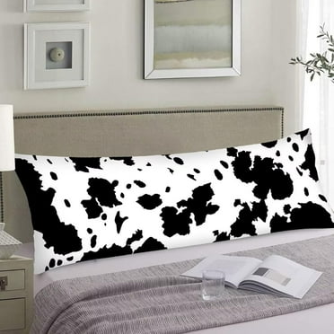 Cow Print Body Pillow Cover Black and White Cow Cowhide Skin Printed Farmhouse Western Decorative Soft Cushion Long Pillowcase with Zipper Rectangle Pillow Cases for Bedroom,Couch,Home Gift 20"x54"