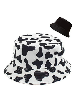 JYYYBF Cow Plaid Print Bucket Hat Funny Animal Pattern Fisherman